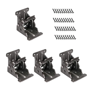 4Pack Self Lock Hinge with Screws, Folding Brackets Extension Support Bracket Foldable Self Lock Hinges for Folding Table Legs, Black