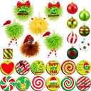 Syhood 37 Pcs 1.57 Inch Whimsical Christmas Tree Ornaments Balls Lime Green Bendable Christmas Tree Decorations Ornaments (Classic Style)
