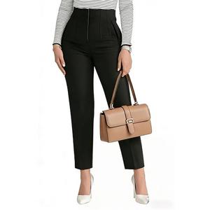 BIRW Womens High Waisted Pants 2026 Trendy Skinny Business Work Casual Pencil Trousers with Pockets Size Large Black