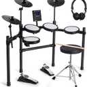 ROCKSOCKI Electric Drum Set, Electronic Drum Kit for Beginner with 8" Dual Zone Snare, Choke Cymbals, 4 Quiet Mesh Drum Pads, MIDI, Stool, Headphone, Sticks