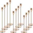 Gold Candlestick Holder French Gold Candle Holders for Table Centerpieces, Wedding, Party, Fits 3/4 inch Candles, Metal Taper Candle Sticks Holders Decor for Dinner, Home Decor (Set of 12)
