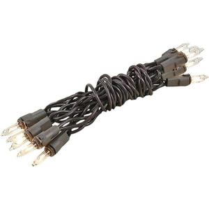 Novelty Lights 5.5 Feet 10 Bulb Clear Mini Light String on Brown Wire, Non-Connectable Incandescent Fairy Lights for Bottles and Crafts, 4" Bulb Spacing, 24" Lead, Stackable Fused Plug