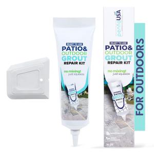 PentaUSA Outdoor Grout - Premixed Patio Grout in a Tube, Ready to Use Polymeric Sand for Pavers, Repairs Stone Joints, Driveways, Entryways, Gardens - Includes Grout Float (14oz / Natural Sand Color)