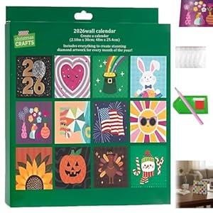 2026 Diamond Art Wall Calendar â€“ DIY Diamond Painting Calendar Kit with 12Month Flip Pages & toDo List, Creative Christmas Gift for Home & Office Decoration (1 Pack)