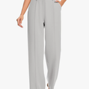 FUNYYZO Women Dress Pants High Waisted Work Slacks Pants Dressy Casual Straight Leg Elastic Waist 2026 Summer Trousers