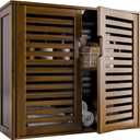 HITNET Medicine Cabinet, Bathroom Storage Cabinet Wall Mounted, Over The Toilet Space Saver Organizer with Doors and Bamboo Shelves, Walnut