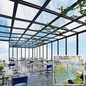 Clear Polycarbonate Roofing Sheet 3.3x16.4ft, Pergola Patio Greenhouse Roof Panels Rain Protection Shed Canopy Awning for Outdoor Gardening Chicken Coop Cover Window Well Covers (1x5m)