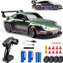 RC Drift Car, 1:24 Scale Remote Control Vehicle with LED Lights, 2.4GHz 20KM/H 4WD High Speed RC Cars, Drifting TiresTwo Batteries, Racing Sports Toy Idea Gift for Adults Boys Girls and Kids (Gradient)