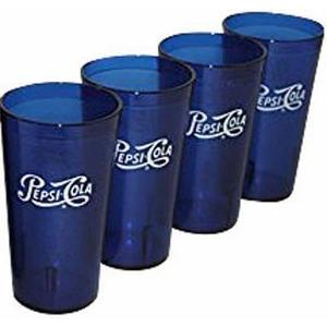 Classic Script Logo Royal Blue Plastic Tumblers Set of 4, 16oz, Small