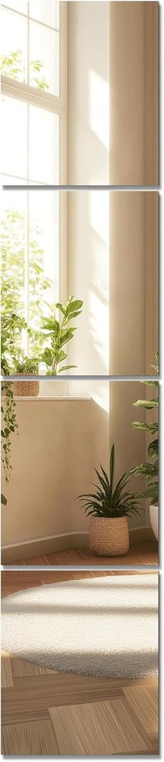 Home Gym Mirror Tiles for Wall, 14"x12"x4PCS Full Length Home Gym Workout Mirror for Garage, Bedroom, Living Room, Over The Door (Frameless)