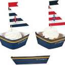 Nautical Baby Boy Shower Cupcake Collars and Cupcake Toppers Cupcake Picks Decoration Set - 50 Sets - Its a Boy Baby Shower Party Supplies - Nautical Baby Shower Decoration