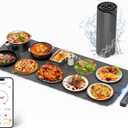 Wisakey Warming Mat for Food, Extra-Long Size 37x15", Fast Full-Surface Heating Food Warming Mat with 6-Hour Timer & 19-Level Temperature Control, Roll Up Food Warmers for Parties Buffet