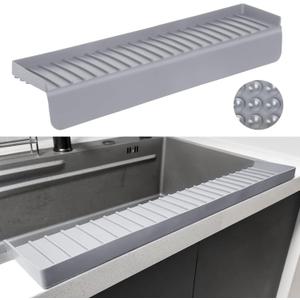 Silicone Sink Edge Protectors - Multifunction Accessories, Splash Guard & Draining Mat for Kitchen, Bathroom Sink, Steel, Granite, Quartz Countertops (Gray, 4 * 24in)