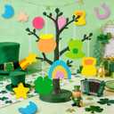36 Pcs Wooden St Patrick's Day Tree Decorations Ornament Lucky Charms Ornaments Saint Patricks Ornaments for Tree Shamrock Ornament Home Fireplace Fence Irish Holiday Party Hanging Decor