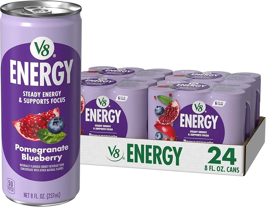 V8 Energy Pomegranate Blueberry Energy Drink, 8 fl oz Can (24 Pack) BB NOV 9 2026