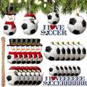 Karenhi 24 Pcs Christmas Soccer Ball Ornament Wooden Soccer Snowman Ornament Wood Ball Christmas Tree Ornaments Wood Cutouts Decorative Hanging Ornaments for Xmas Holiday Party Decoration