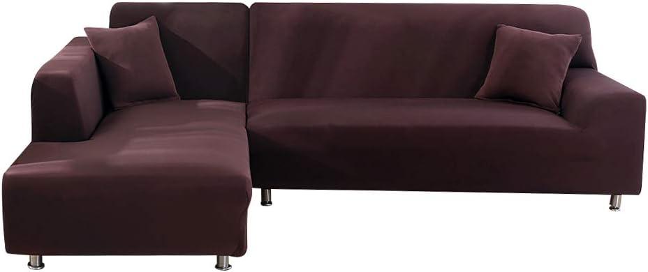 MIFXIN Sectional Sofa Covers L Shape Couch Slipcover Stretch Elastic L-Shaped Couch Sofa Furniture Protector for Living Room Pets Kids (Coffee)