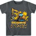 Kids4ever Boys T-Shirts Cotton Alphabet Truck Pattern Short Sleeve Toddler Tee Shirt for 2-6 Years Old (Gray)