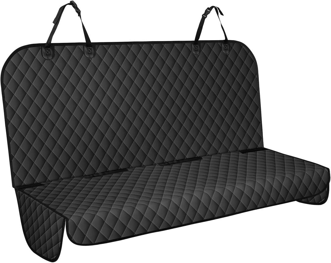 Backseat Cover for Dogs, Waterproof and Non-Slip Pet Bench Seat Covers, Car Seat Protector for Back Seat, Universal Size Rear Car Seat Cover Fits Cars, Trucks and SUVs, M-Black