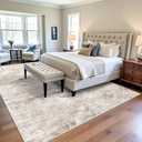 Washable Abstract 10x12 Area Rug - Large Soft Rugs for Living Room Non Slip Indoor Carpet for Bedroom Living Room Farmhouse Distressed Stain Resistant Floor Decor Mat 10x12 Brick/Brown/Beige