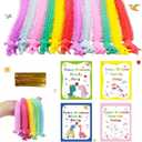 Valentine's Day Cards for Kids, 48Pcs Stretchy String Toys Set Classroom Gift Exchange Stress Relief Game Party Favors (Horizontal)