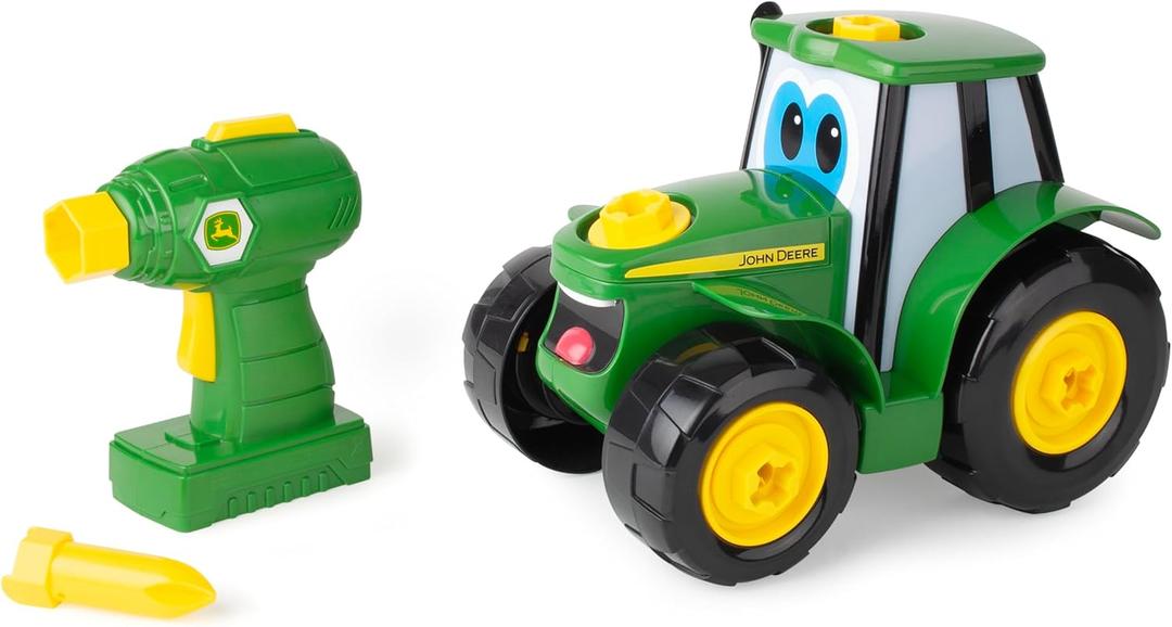 John Deere Tractor Toy and Toy Drill - Toddler STEM Take Apart Toys with 16 Individual Pieces and Kids Tools - Kids Building Toys Ages 3 Years and Up (Green)