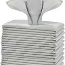 Cieltown Cloth Napkins 1-Dozen, Solid Washable Fabric Napkins Set of 12, Perfect for Weddings, Parties, Holiday Dinner (20 x 20-Inch, Silver)