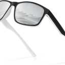 Polarized Sunglasses for Men Women, Lightweight Square Mens Sunglasses UV Protection for Driving Fishing Golf, A04-black+white/White