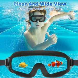 EverSport  Pack Kids Swim Goggles Age 8-16 Extra Silicone Layer, Swimming Goggles for kids Teen Youth Children Boys Girls (Black)