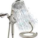 Dual Shower Heads with Handheld Spray Combo, High Pressure 2 in 1 Rainfall Shower Heads with 9 Spray Modes, Magnetic Double Showerhead, Brushed Nickel