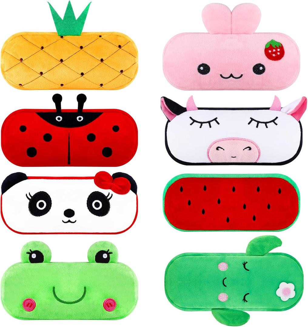 16 Pcs Cute Cartoon Pencil Cases Bulk Zipper Animal and Fruit Plush Pencil Pouch Boxes Japanses Kawaii Stationery Bag, Back to School First Day of School Supplies