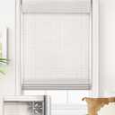 LazBlinds No Tools No Drill Cordless Bamboo Roman Shades, Light Filtering Window Treatment, Roll Up Bamboo Blinds for Window 32'' W x 64'' H, Ceylon Vintage White