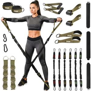 Tube Resistance Bands for Working Out Men and Women - Exercise Bands Resistance Bands Set, Resistance Band Bar, Handles, Ankle Straps, Foot Straps and Door Anchor