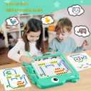 Magnetic Drawing BoardLarge Magnet Doodle Board with Pen and Dot Beads,20 Colored Pattern Cards,Montessori Toys and Travel Toys Two-in-one,Perfect Learning Gift for Toddlers Ages 3-8