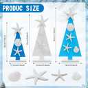3 Pcs Coastal Christmas Tree Decor Wooden Beach Themed Seashell Starfish Shell Small Christmas Tree Decorations for Coastal Ornaments Ocean Theme Holidays for Indoor Home Xmas (Mixed)