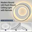 Modern Sliver LED Ceiling Light with Remote, 18.1" Flush Mount Ceiling Light, Dimmable 3000K-6000K with Night Light Mode, Ceiling Lamp for Living Room, Bedroom, Kitchen, Hallway & Entryway