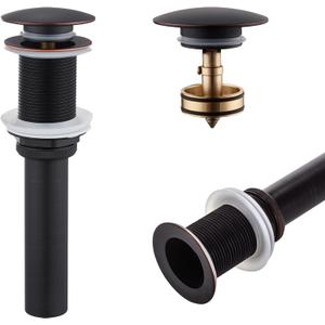 KOKOSIRI Pop Up Sink Drain with Strainer Basket, Oil Rubbed Bronze Bathroom Sink Drain with Detachable Hair Catcher Anti Clogging for Vanity Vessel Sink Without Overflow, C1002ORB