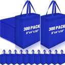 Windyun 300 Pcs Reusable Tote Bag Bulk 8 x 4 x 10 Inch Non Woven Shopping Bag with Handle Reusable Grocery Gift Tote (Royal Blue)