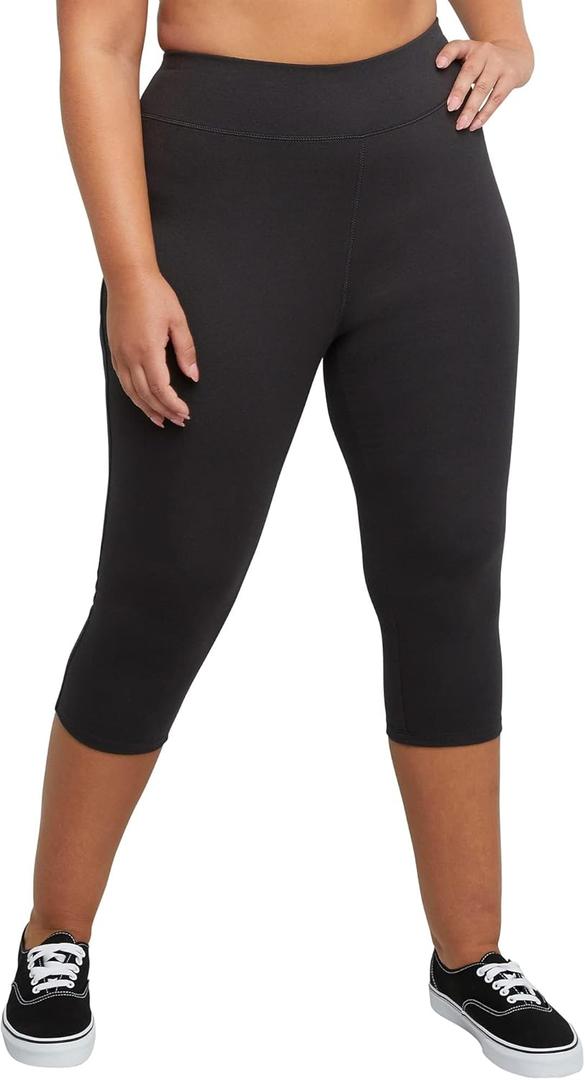 Hanes Comfortblend Women's Capri Legging (3X, Black)
