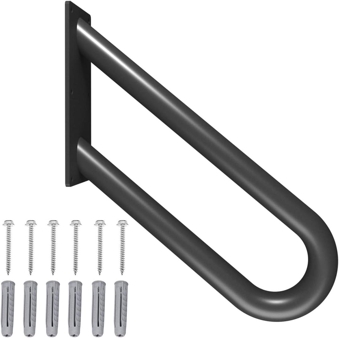 Handrails for Exterior Interior Steps Wall Mount with Matte Black Finished Stair Handrails for Kids Elderly Pregnant Women Disabled Stairway Railing Doorways Courtyard with Hardware 20 INCH (1 Pack 20")