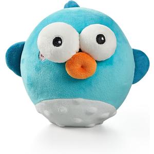 VOXGET Interactive Dog Toy Ball, Rechargeable Jumping Plush Toy with Motion Activation for Small Large Dogs, Squeaky Moving Bouncing Ball for Pets Keep Busy Reduce Boredom, No Loud Music (Puffer) (Blue)