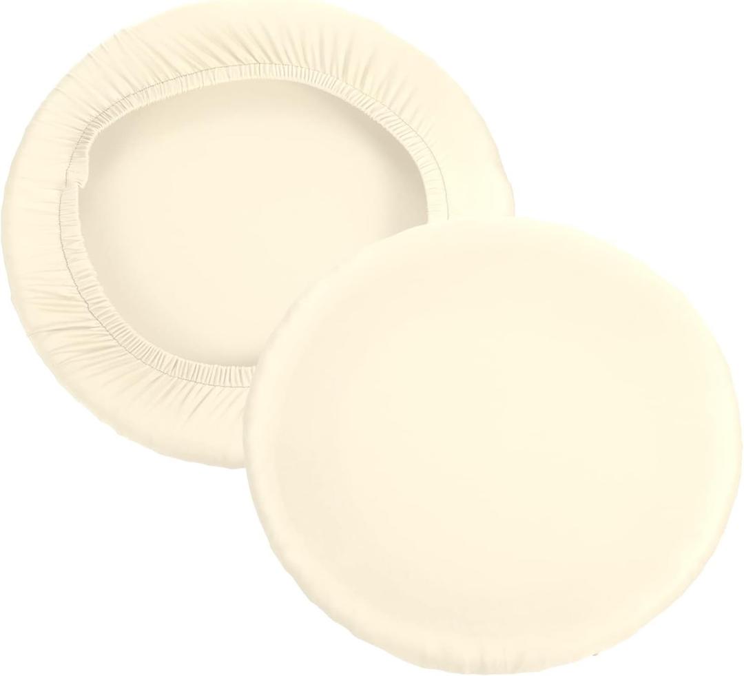 PATIKIL 9.5" Round Bar Stool Cover, 2 Pack Washable Elastic Stool Cover for Diameter 11"-13" Chair, Cream