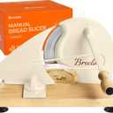 Manual Bread Slicer Adjustable Thickness, Hand Crank Bread Slicer for Homemade Sourdough Bread with Scale Line & Suction Cup & Metal Guide,Quality Solid Wood Base & Gift-Level Packaging (Cream)