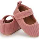 INMINPIN Baby Girls Shoes Corduroy Princess Dress Mary Jane Flats Newborn Infant First Walking Shoes Soft Rubber Sole House Indoor Slippers (6-12 Months Infant)