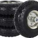 RUTU 4.10/3.50-4" Pneumatic Tires, 10 Inch Pneumatic Wheels with 5/8" Axle Bore Hole 2.2" Offset Hub for Wheelbarrow, Cart, Dolly, Hand Truck, Generator, Lawnmower, Garden Wagon, 4 Pack
