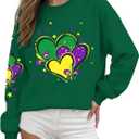 Fat Tuesday Sweatshirt for Women Long Sleeve Shirt New Orleans Novelty Graphic Pullover Outfit (XL)