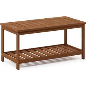 Furinno FG18508 Tioman Hardwood Patio Furniture 2-Tier Coffee Table in Teak Oil, Natural (17.8"D x 35.3"W x 17.0"H (2 tier))