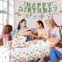 Flower Birthday Decorations, 170Pcs Butterfly Floral Birthday Decorations Tableware Floral Paper Plates Napkins Cups Banner Tablecloth for Spring Garden Butterfly Party Supplies, Serves 24