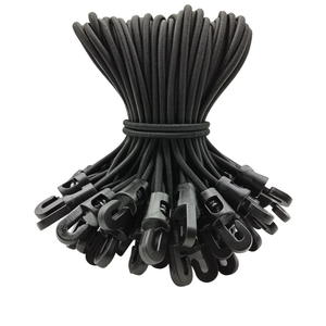 Small Bungee Cords with Hooks 6 Inch, 50 Pcs Short Bungee Cords with Hooks, Adjustable Heavy Duty Tarp Straps Outdoor for Tarp, Canopy, Camping, Tent Poles (Black)