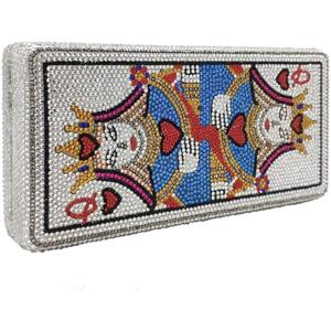 Boutique De FGG Poker Card Rhinestone Handbags Evening Bags and Clutches Women Crystal Clutch Purse for Party Casino, Mini